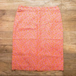 Talbots Cotton Skirt Womens Size 2 Pink & Orange Modern Print